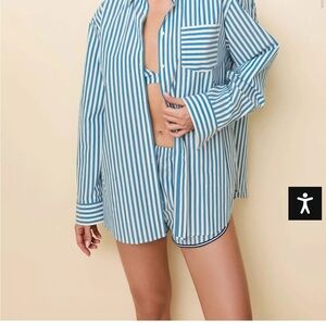 Solid & Striped Green and White oversized Shirt  casual wear beachwear cotton XL